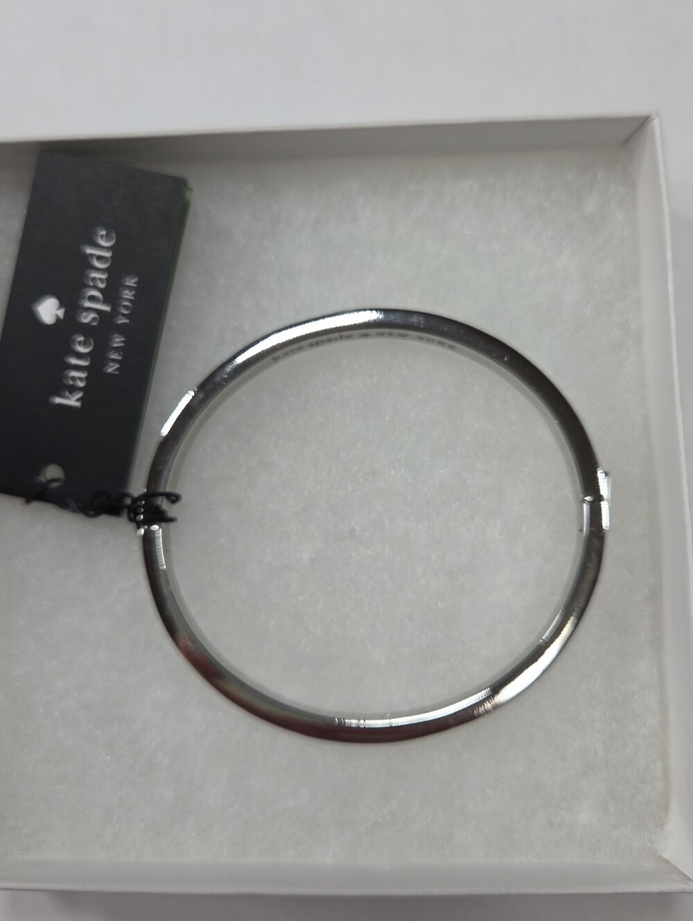 Kate Spade Celeste Blue Spot The Spade Enamel Hinged Bangle - Picture 3 of 9
